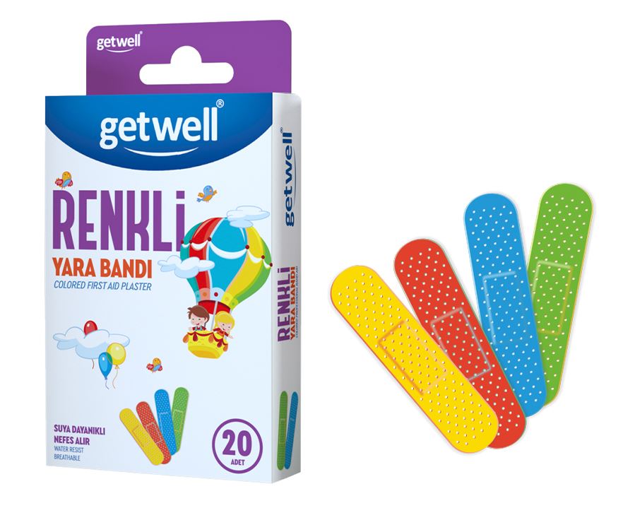 GETWELL PLASTRY KOLOROWE 19x72mm 20szt