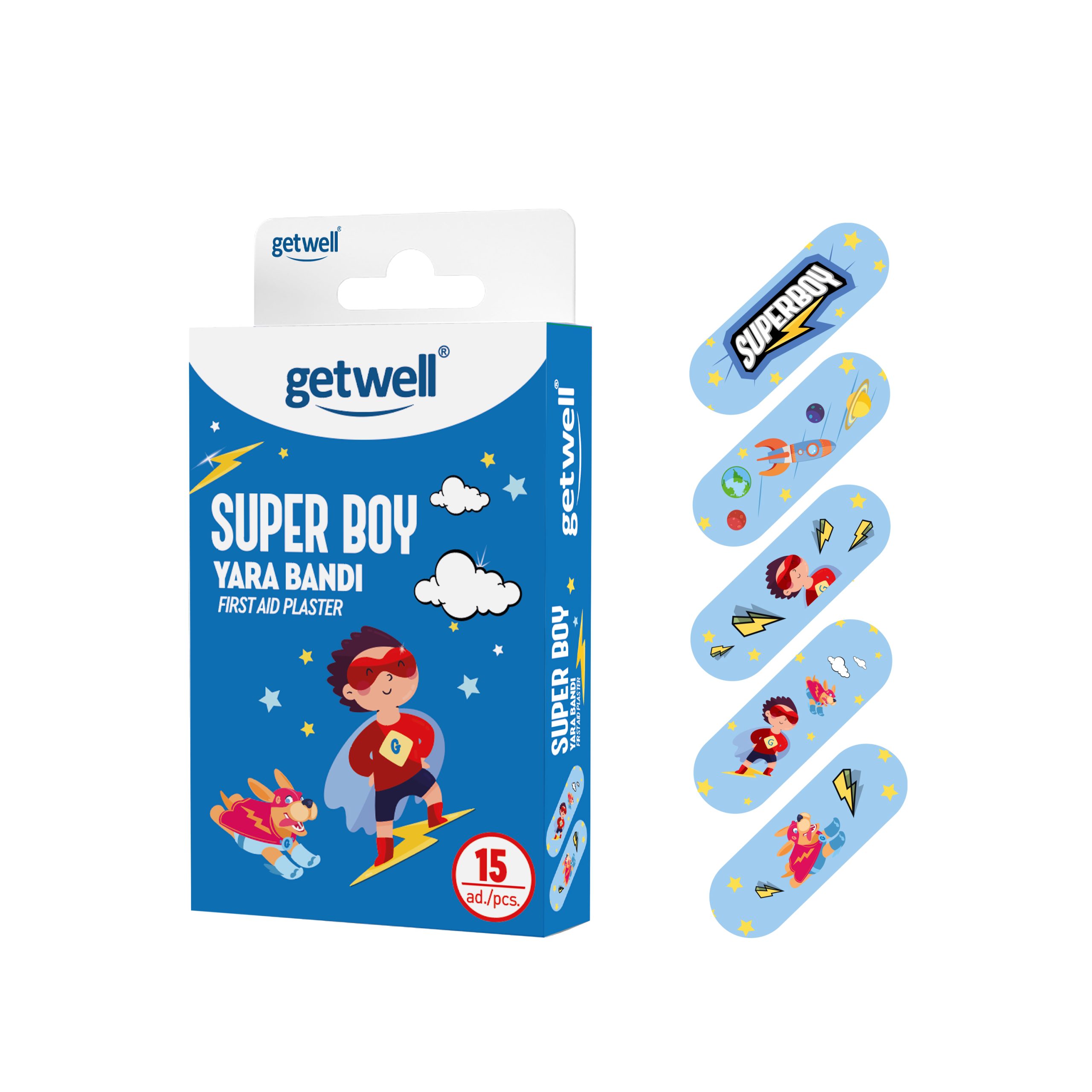 GETWELL PLASTRY DLA DZIECI SUPER BOY 19x56mm 15szt